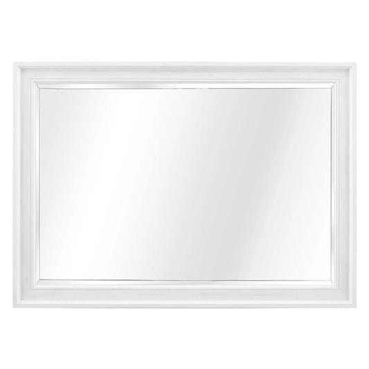 Home Decorators Collection 42 in. W x 30.0 in. H Framed Rectangular Beveled Edge Bathroom Vanity Mirror in White Wash