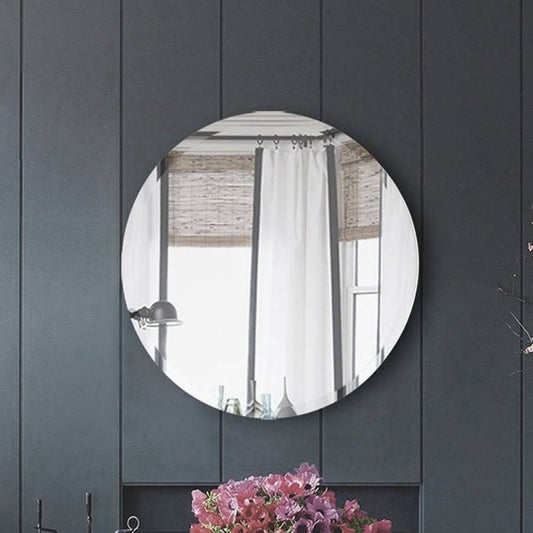 Silver Orchid Beavers Frameless Beveled Round Mirror - Frameless Round Beveled Mirror