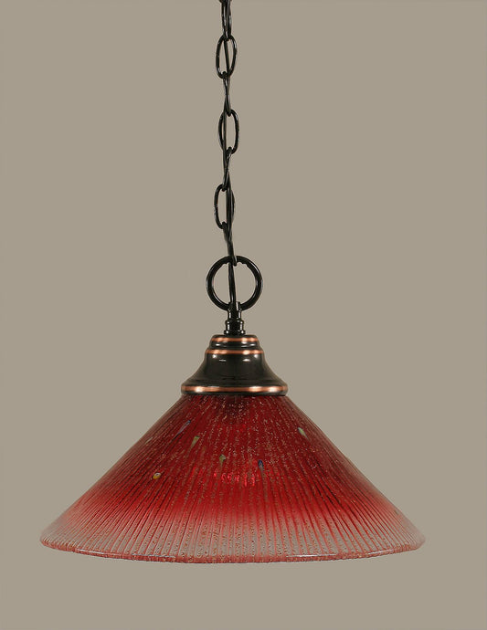 Toltec Lighting-10-BC-706-One Light 12 inch Chain Hung Pendant Black Copper Finish with Raspberry Crystal Glass