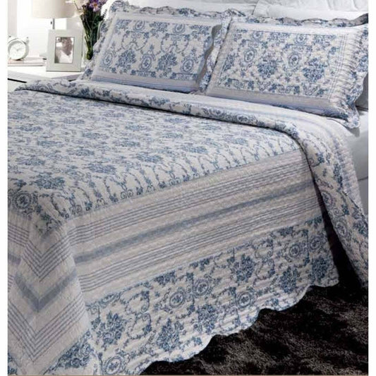 Patch Magic Blue Wisteria Lattice Quilt Set (Queen 4 Piece)