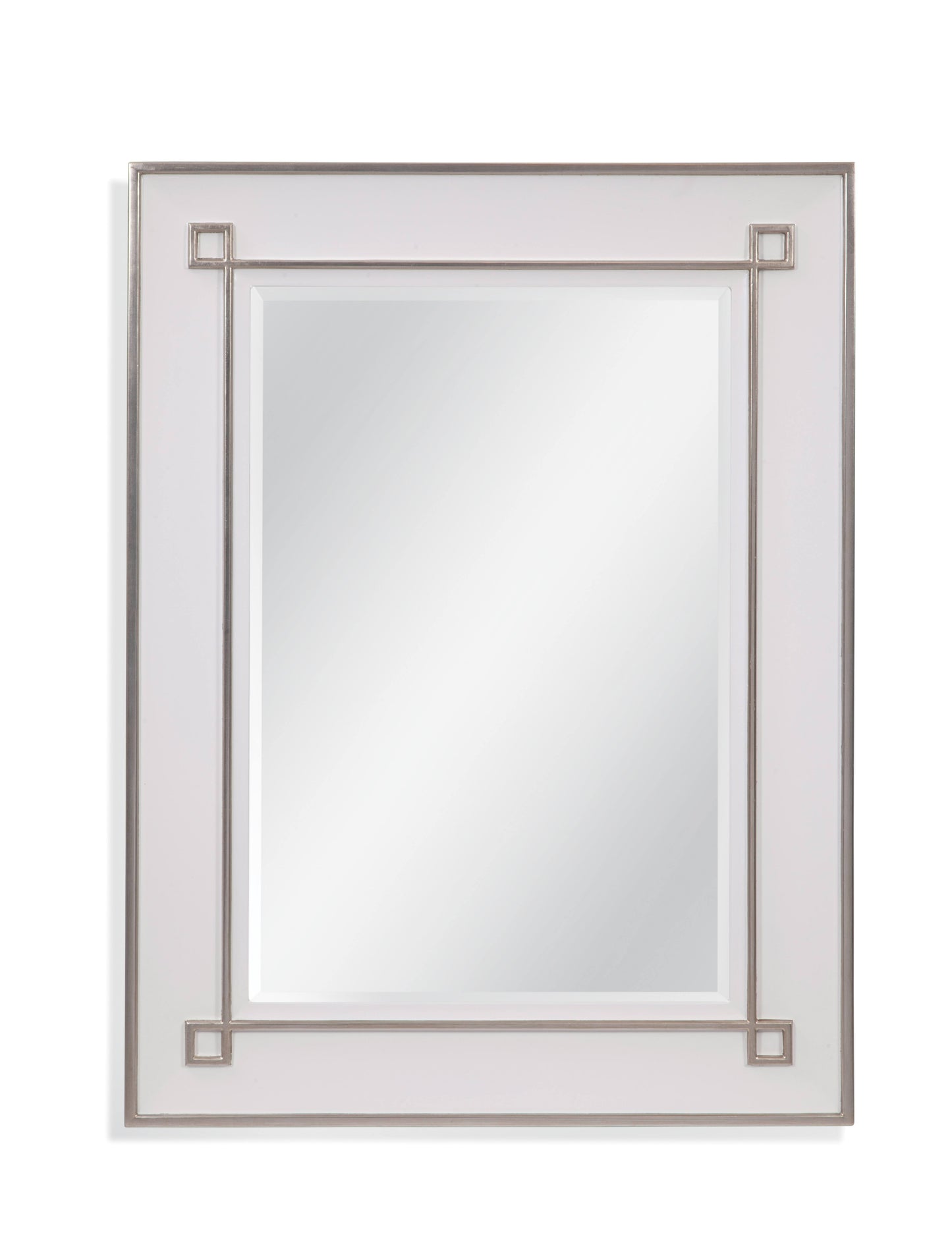 Bassett Mirror Basset Mirror Alston Wall Mirror in White Lacquer Silver Leaf M4217B