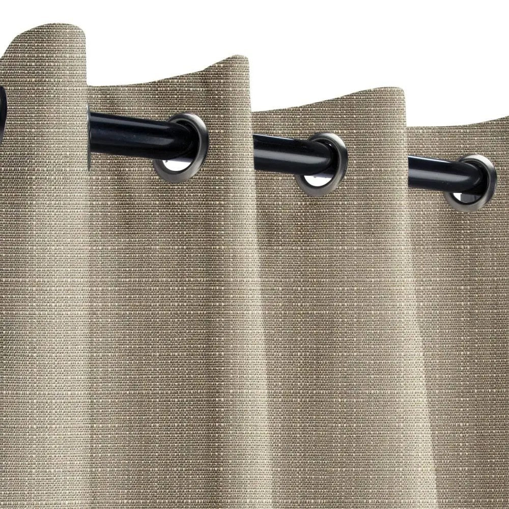 Sunbrella Linen Taupe Outdoor Curtain with Nickel Grommets 50 in. x 120 in.