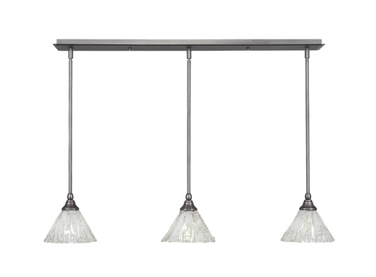 Toltec Lighting-36-BN-7195-Any - Three Light Mini Pendant Brushed Nickel Finish with Italian Ice Glass