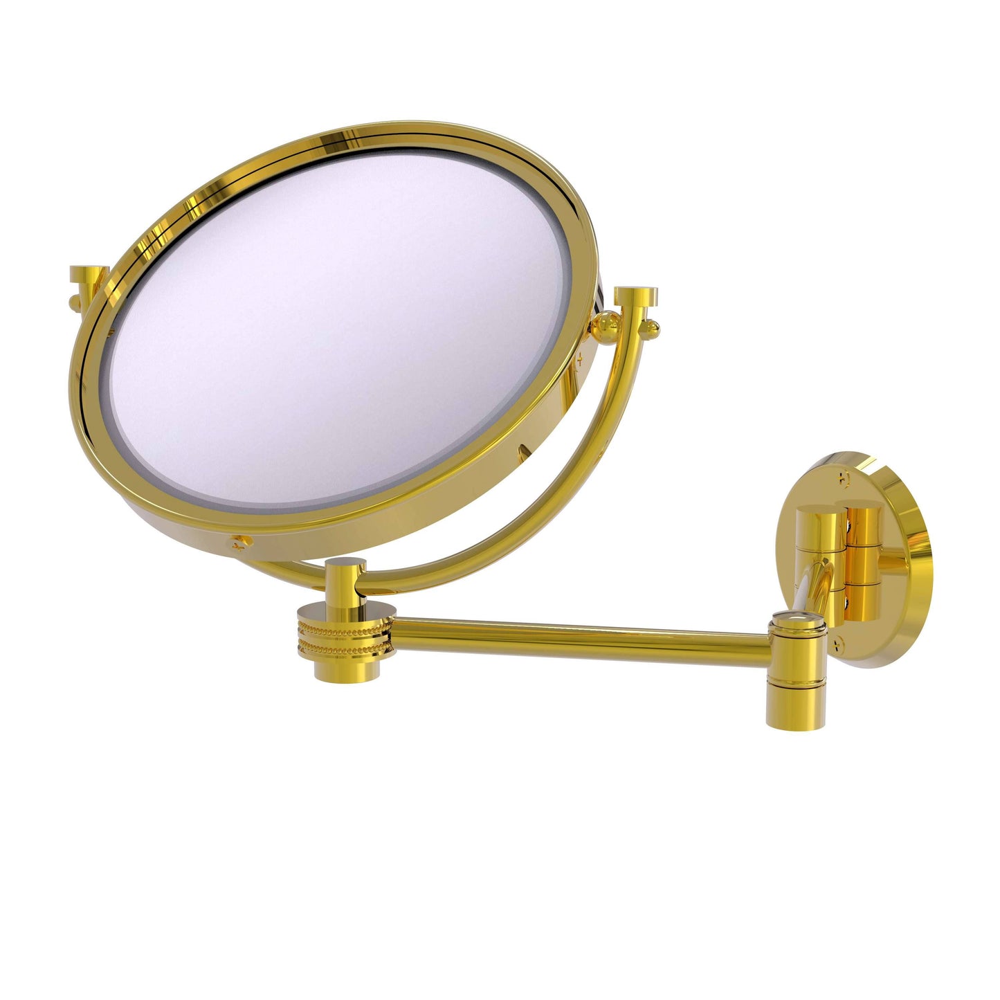 Allied Brass 8 inch Wall Mounted Extending Make-Up Mirror 4X Magnification with Dotted Accent