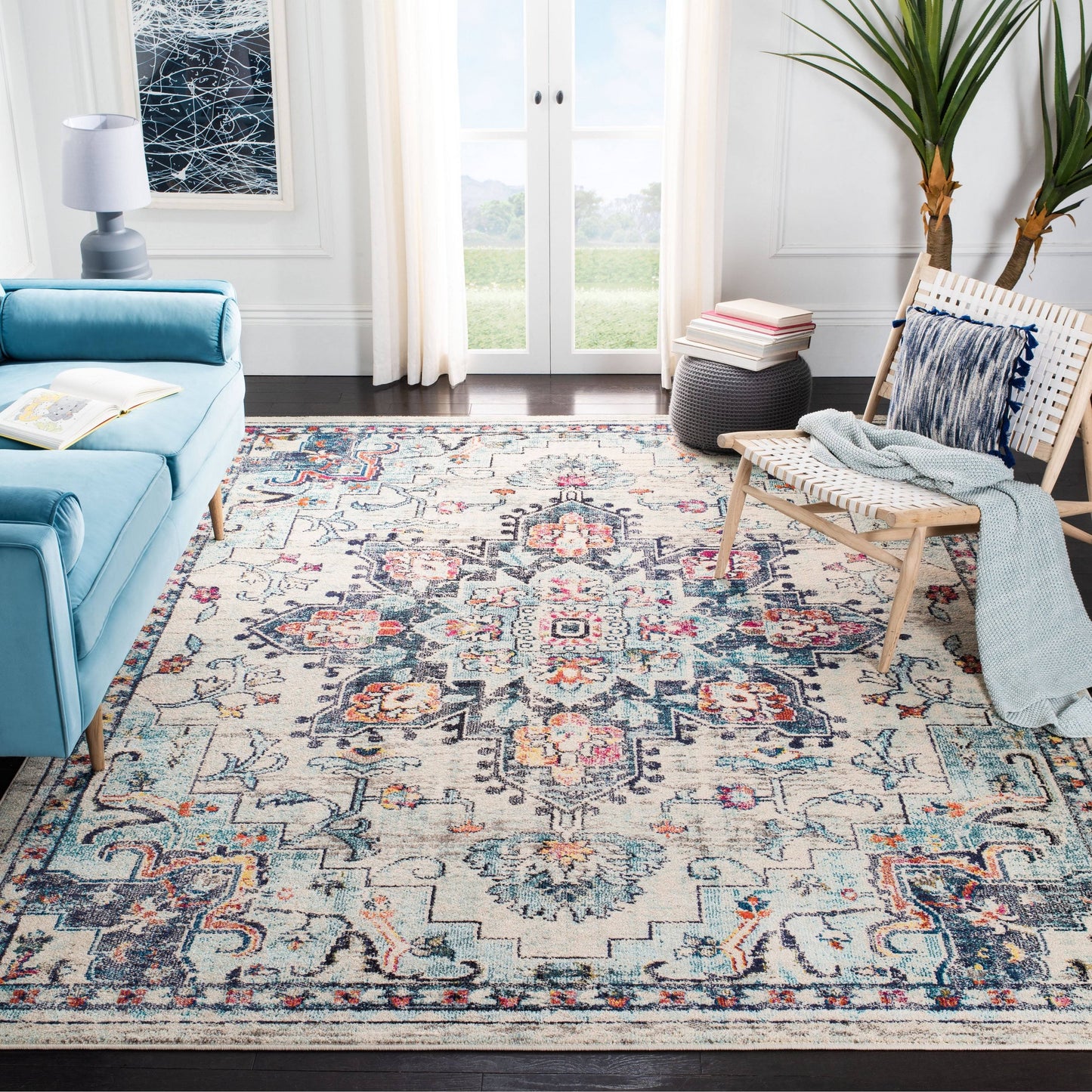 Safavieh Madison Cream/Blue 9 ft. x 12 ft. Area Rug