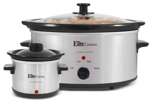 Elite Cuisine Mst-500d Maxi-Matic 5 Quart Slow Cooker with Dipper, Black (Stainless Steel)