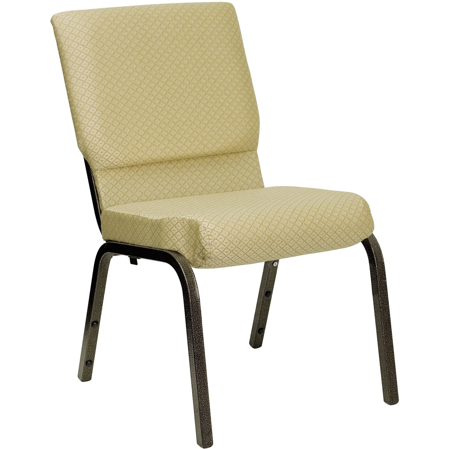 Hercules Series 18.5W Stacking Church Chair Beige Patterned Fabric/Gold Vein Frame