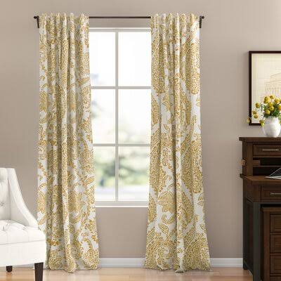 Bryton Paisley Synthetic Blackout Thermal Rod Pocket Single Curtain Panel Three Posts Size per Panel 50 W x 84 L, Curtain Color Tea Time Yellow Go