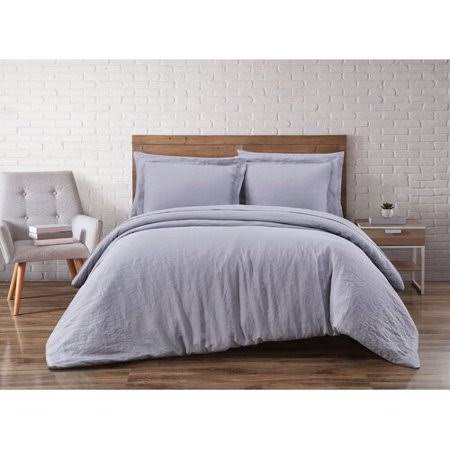 Eider Ivory Beverly Linen 3 Piece Duvet Cover Set, Size King, Gray