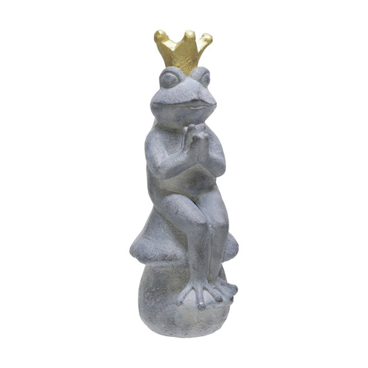 Sagebrook Home 15120 23 in. Frog with Crown Figurine Gray