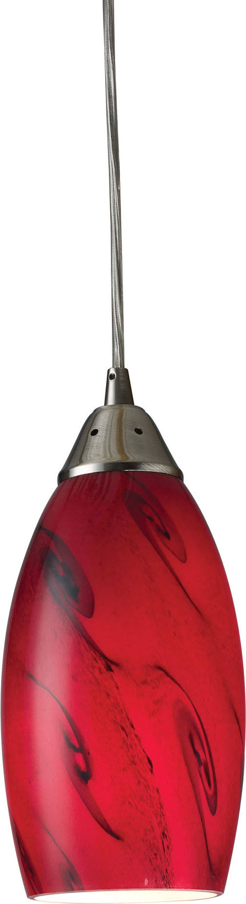 Elk Lighting 20001/1RG Galaxy 1 Light Pendant in Red and Satin Nickel