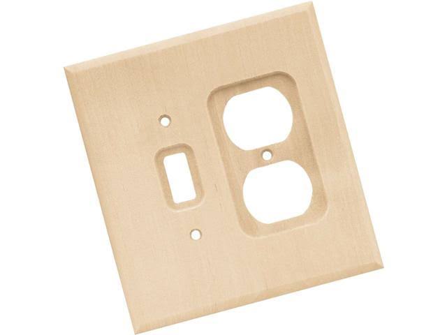 Brainerd 64675 Wood Square Single Toggle Switch/Duplex Outlet Wall Plate / Sw...