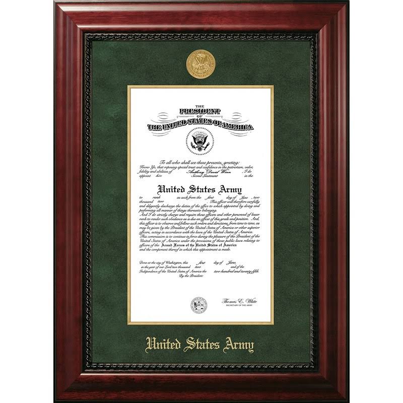 Patriot Frames Army 10x14 Certificate Executive Frame with Gold Medallion with Gold Filet ARCExGF001