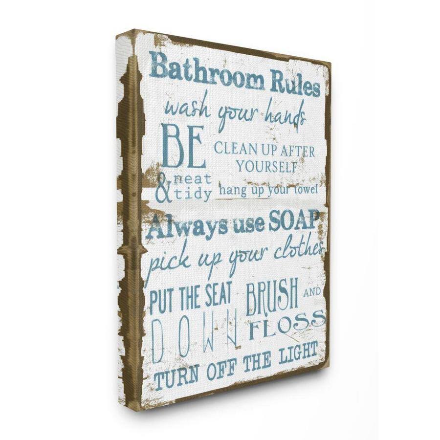 Stupell Industries Classic Bathroom Rules Stretched Textual Art on Canvas Size 30 H x 24 W x 1.5 D