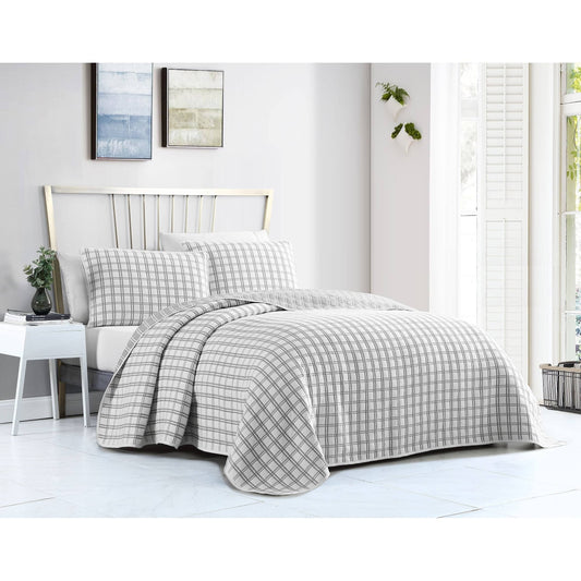 VCNY Home Tim Plaid Matelasse Quilt Set - Full - Queen