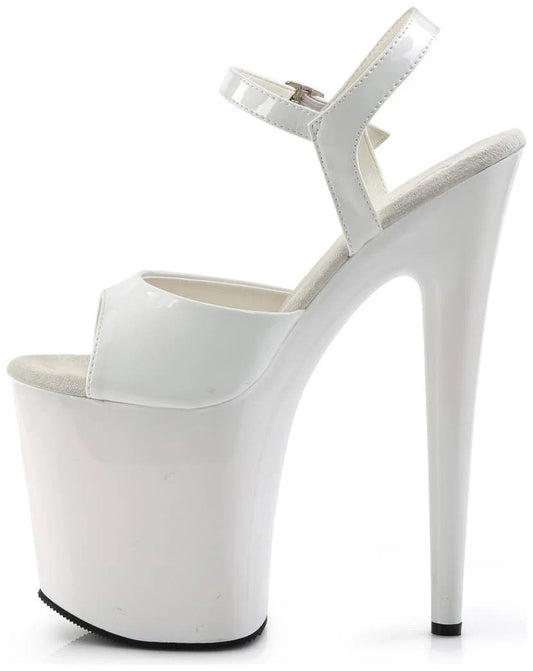 Pleaser 8 inch Heel Ankle Strap Platform Sandal, White