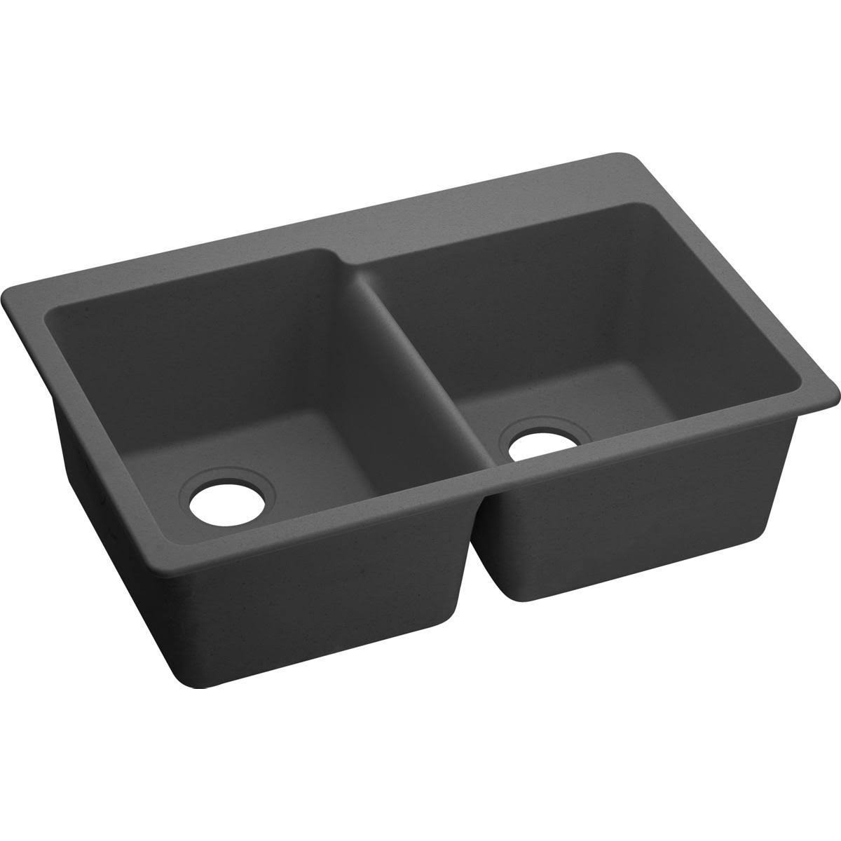 Elkay Quartz Classic Greystone Double Offset Bowl Drop-In Sink-ELG250RGS0