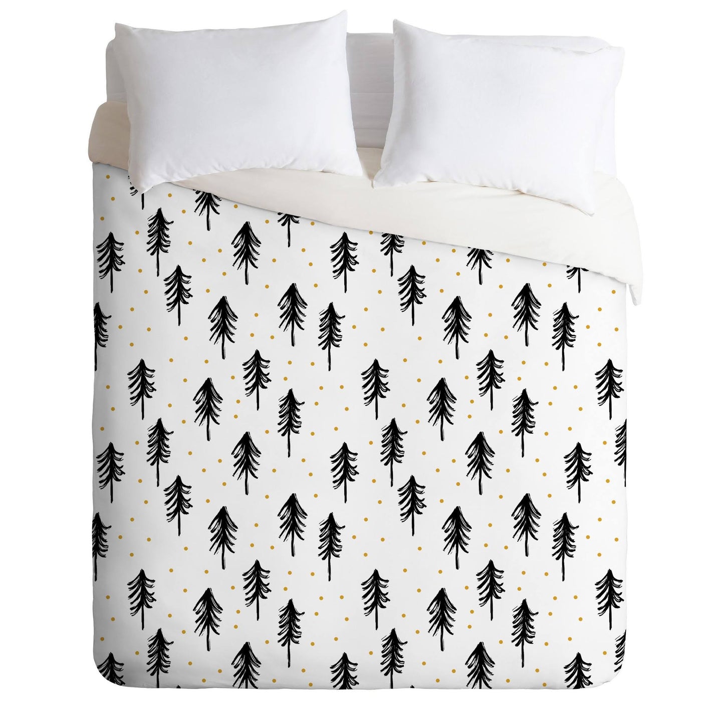 Deny Designs Little Arrow Winter Pines 2-Piece Twin Duvet Cover Set Black