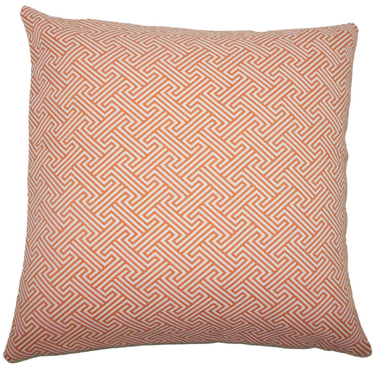 The Pillow Collection Reijo Geometric Euro Sham Orange, Size Queen Sham, White