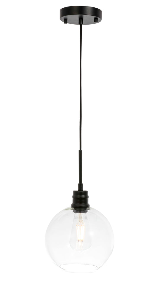 Emett 1 Light Black Clear Glass Pendant - Elegant Lighting LD6204BK