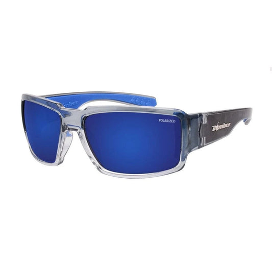 Bomber Boogie Smoke Frame/Blue Mirror Polarized Lens Sunglasses