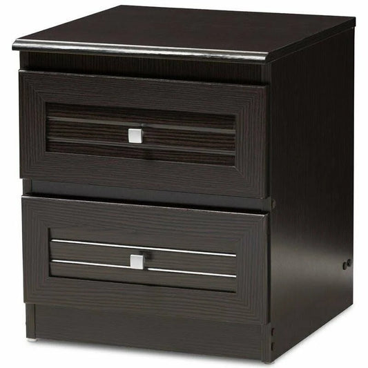 Baxton Studio Carine 2 Drawer Nightstand in Wenge Brown