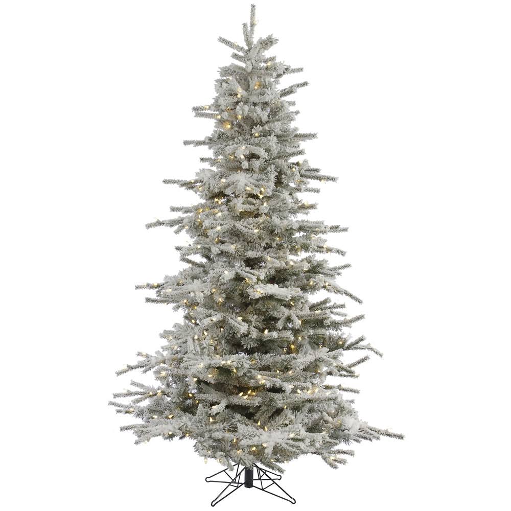 Vickerman Pre-Lit 8.5 Flocked Sierra Artificial Christmas Tree, LED, Warm White Lights