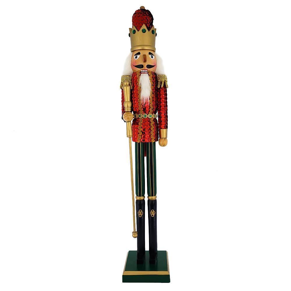 Nutcracker Ballet Gifts - King Sequin Nutcracker Red Jacket and Gold Crown 20 inch