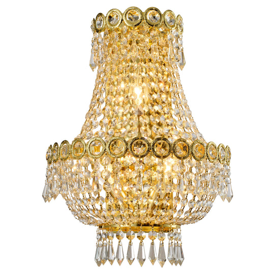 Worldwide Lighting Empire 12 in. Gold Crystal Wall Sconce