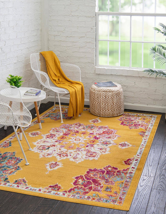 Parker Yellow Vintage 5x8 Area Rug