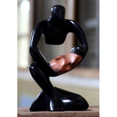 NOVICA A Mothers Love Wood Sculpture