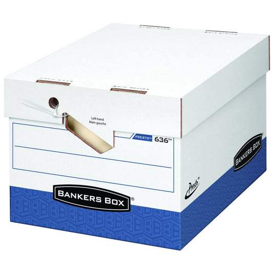 Bankers Box Presto - Storage box - Letter, Legal - white, blue (pack of 12)