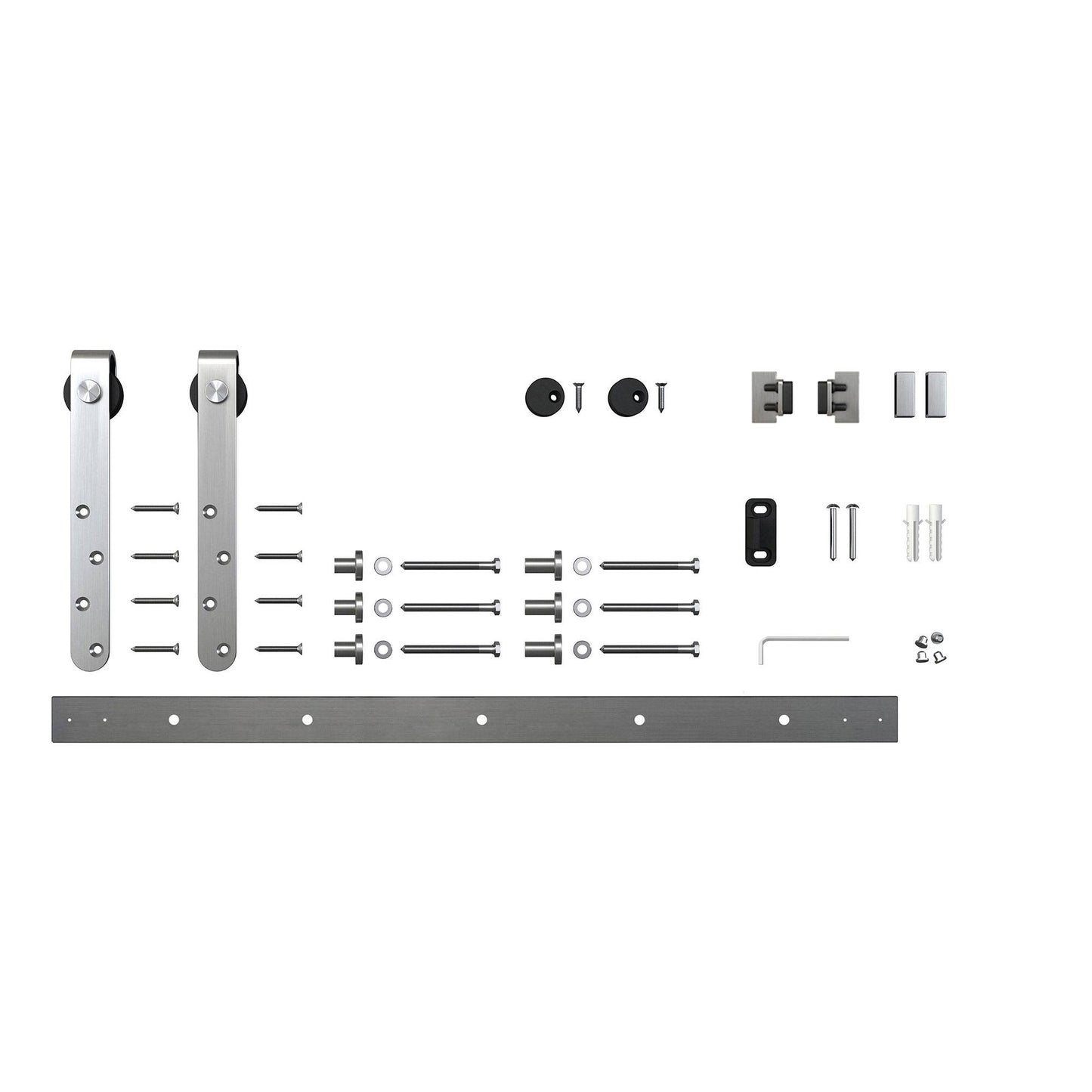 Stainless Brushed Nickel Steel Standard Single Barn Door Hardware Kit