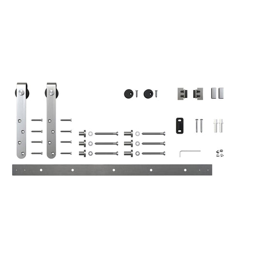 Stainless Brushed Nickel Steel Standard Single Barn Door Hardware Kit