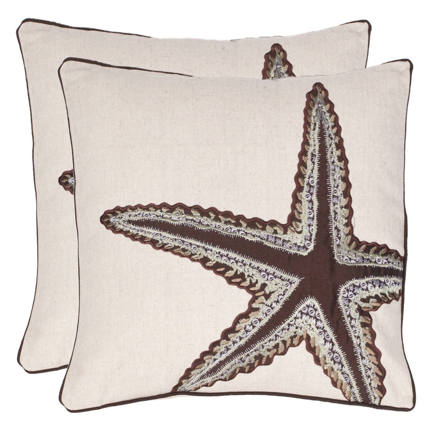 Safavieh Lucky Star Ecru Coastal Pillow - Set of 2