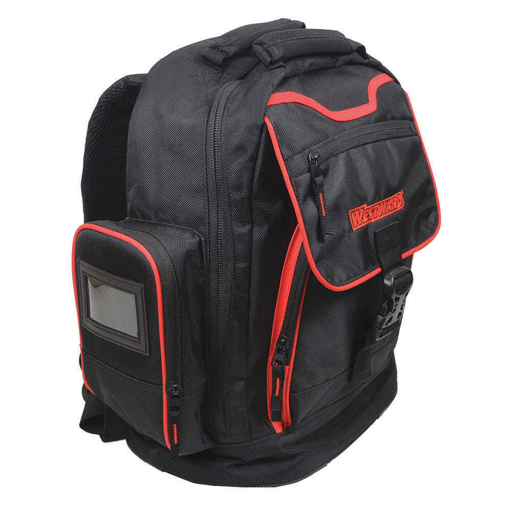 Westward 32PJ48 Tool Backpack,19 Pockets,19-1/2x7x18