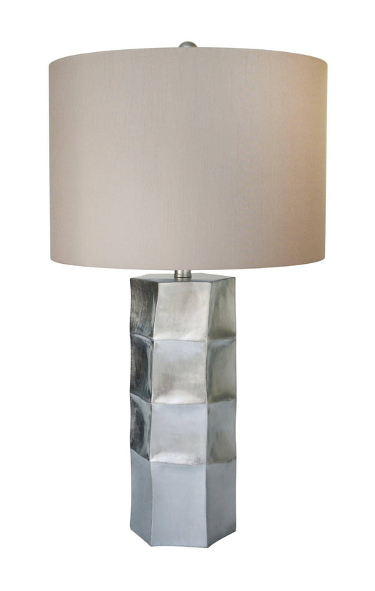 Plyresin Table Lamp in A Silver Leaf Finish