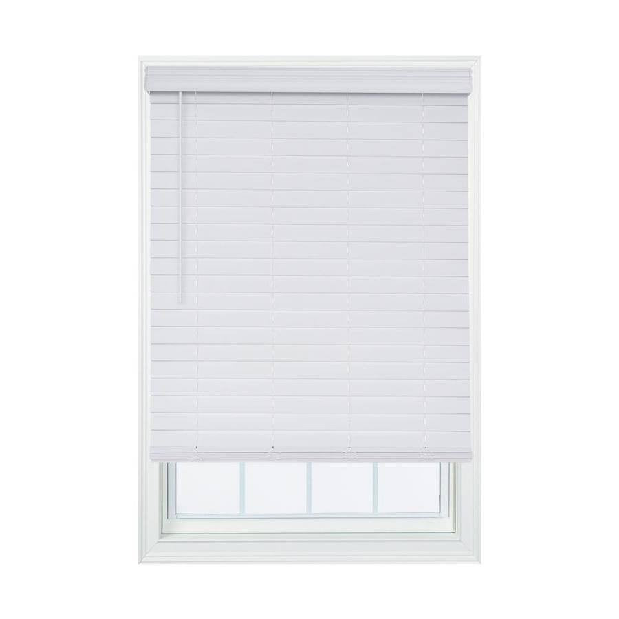 Allen + Roth 2.5-in Slat Width 50.25-in x 72-in Cordless White Faux Wood Room Darkening Horizontal Blinds | DFHSA5472-50.25