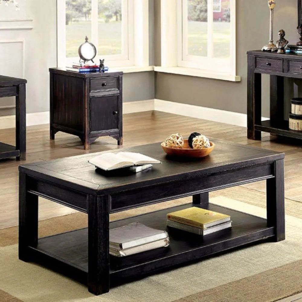 Furniture of America Meadow Antique Black Coffee Table