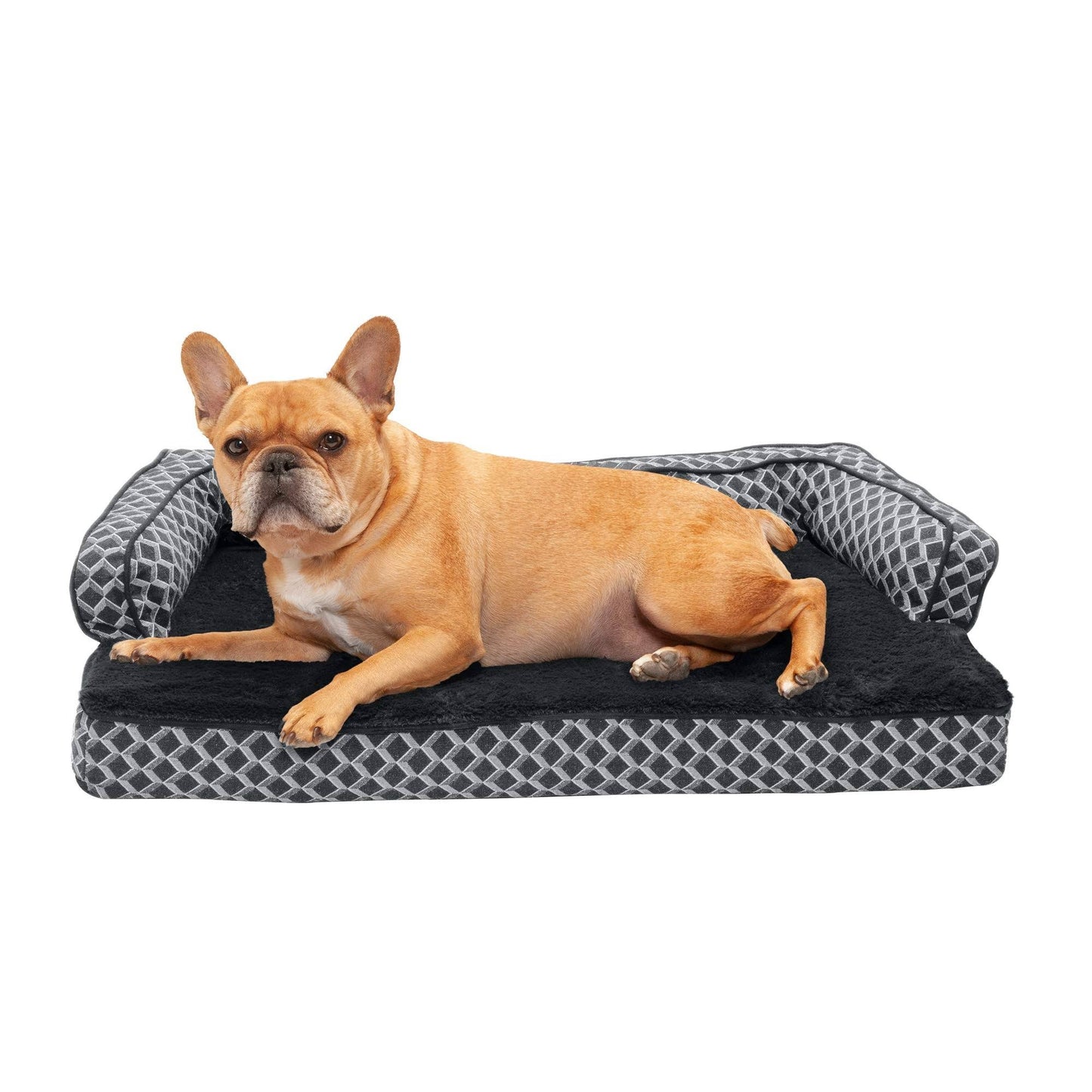 FurHaven Pet Dog Bed | Memory Foam Plush Decor Comfy Couch Sofa-Style Pet Bed for Dogs Cats (Diamond Gray, Mediu