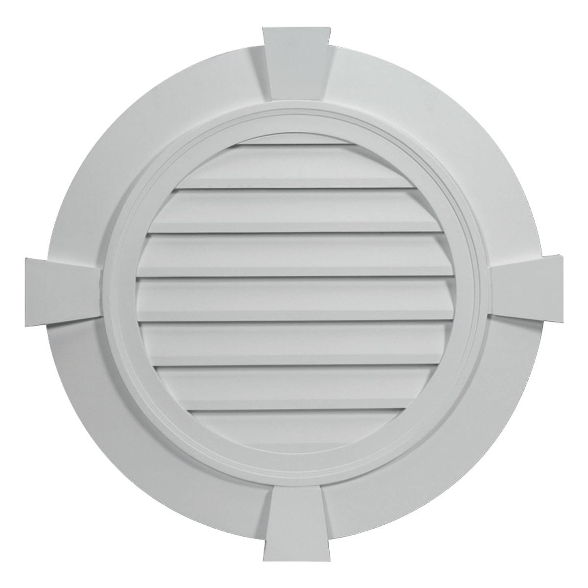 Fypon FRLV24-4FTK Functional 32 27/32W x 32 27/32H Round Louver, with 3 1/2 Flat Trim and Keystones