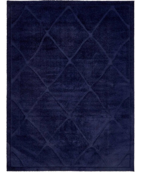 Unique Loom Diamond Trellis Shag Area Rug (9 x 12 - Navy Blue)