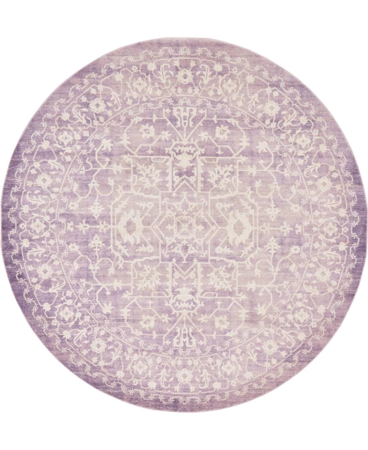 Unique Loom Olympia New Classical Area Rug (8 x 8 Round - Purple)