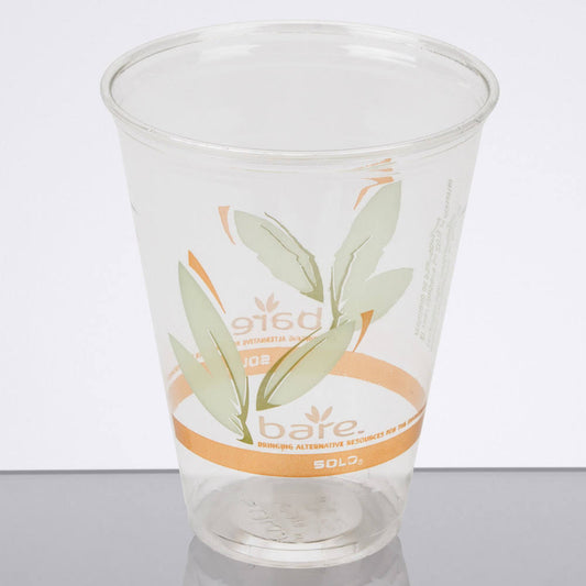 DCC RTP9DBARE Bare RPET Cold Cups, 9oz. Clear with Leaf Design