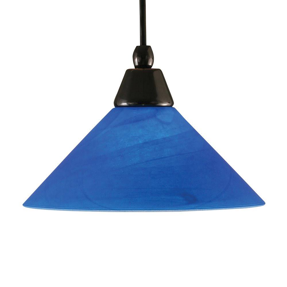 Toltec Lighting-22-BC-435-One Light Cord Mini-Pendant Black Copper Finish with Blue Italian Glass