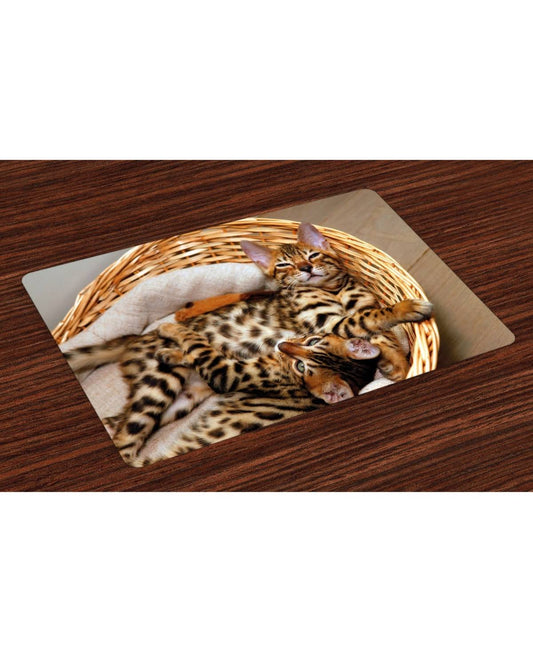 Ambesonne Kitten Place Mats, Set of 4 - Brown