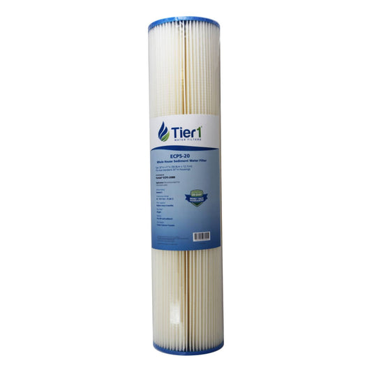 Tier1 ECP5-20BB 5 Micron 20 x 4.5 Pleated Cellulose Sediment Pentek Comparable Replacement Water Filter 12 Pack