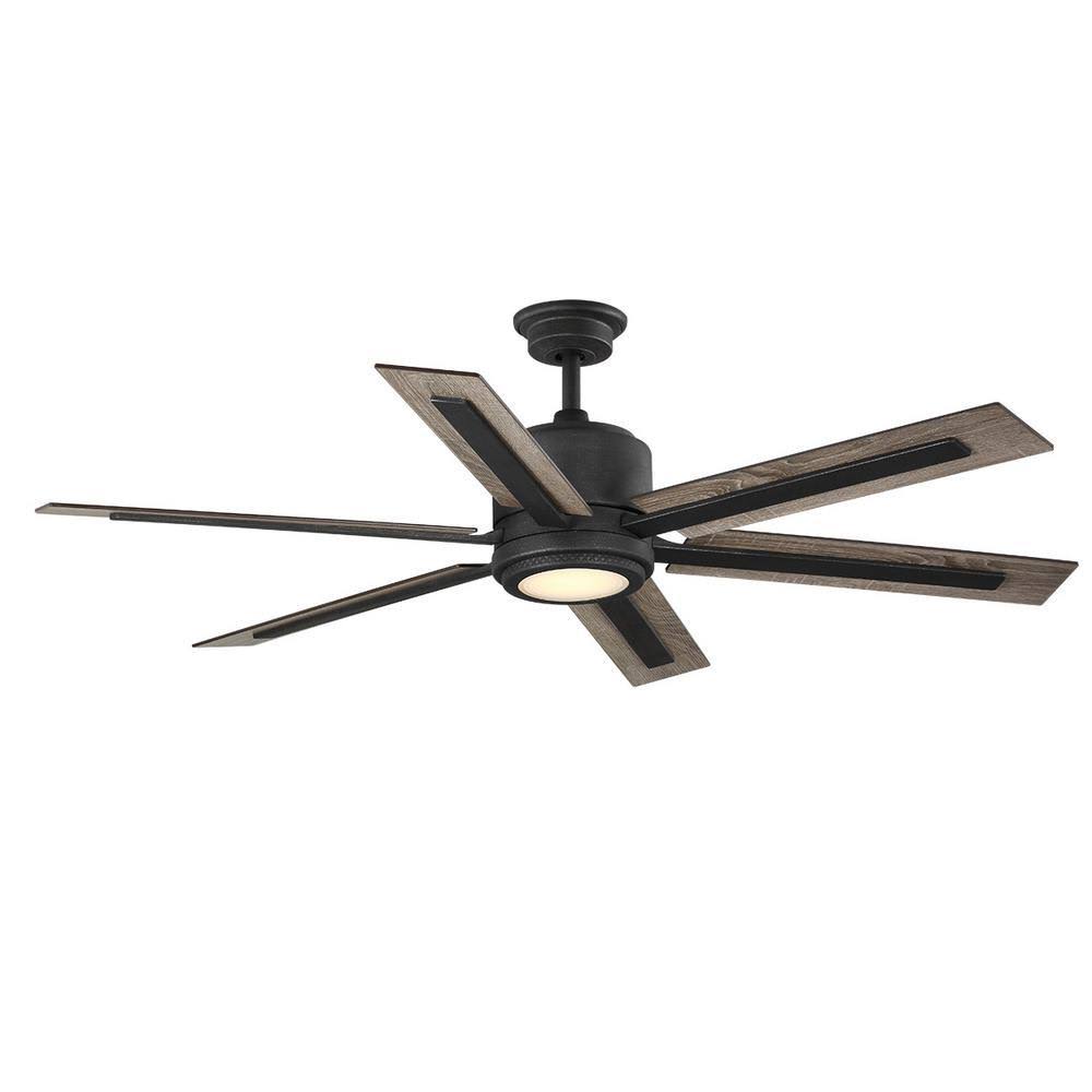 Home Decorators Collection Palermo Grove 60 in. Integrated LED Indoor Gilded Iron Dual Mount Ceiling Fan with Light and Remote Control