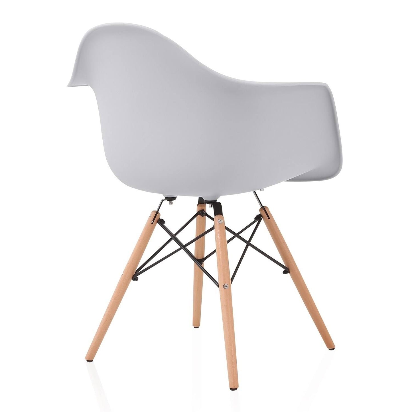 CozyBlock Set of 4 Nordic Light Gray Molded Plastic Dining Arm Chair with Beech Wood Eiffel Legs