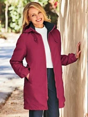 Totes Womens Plus Longer-Length Water-Resistant Storm Parka, Merlot Red 2XL